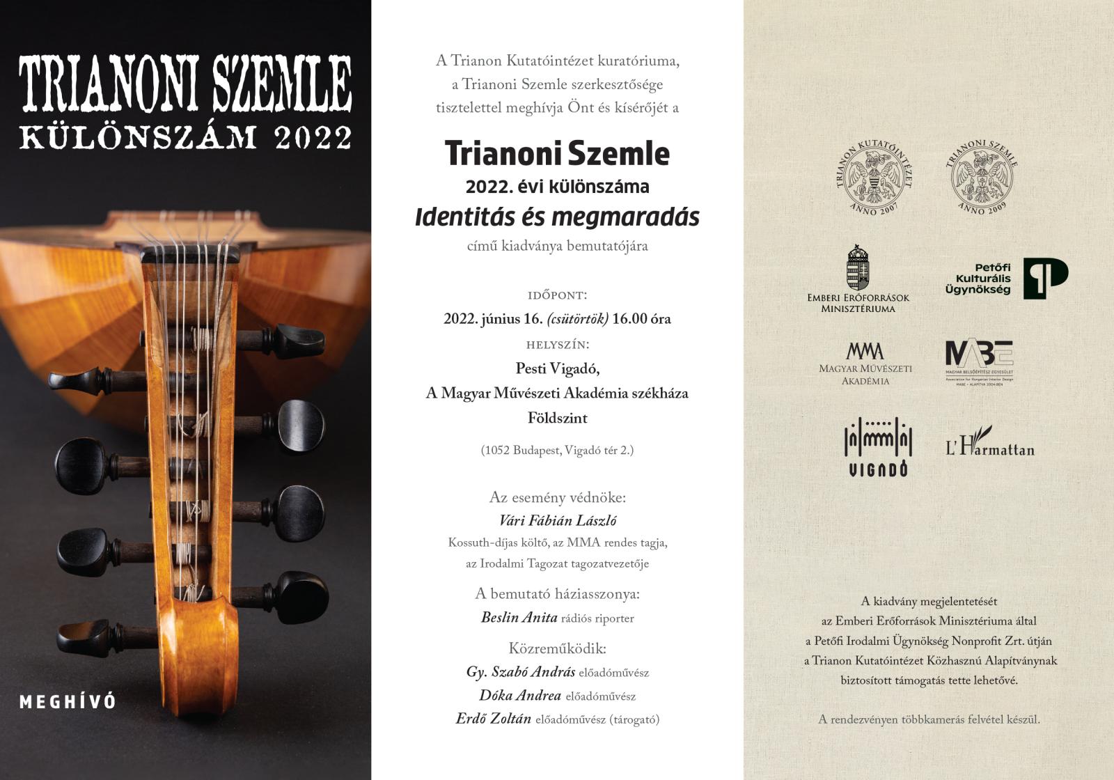 Trianoni Szemle 2022 évi Különszám bemutató